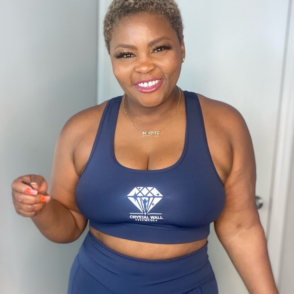 CWF Navy Blue Embroidered Logo Sports Bra